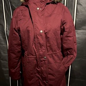GAP Sherpa-lined 3/4 Winter Coat Burgundy